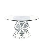 Geometric chrome base / round glass top dining table by Acme additional picture 2