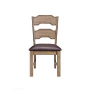 Pu & distress oak side chair by Acme additional picture 2