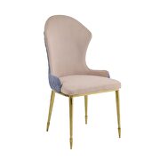 Tan/ lavender fabric padded seat and back dining chair by Acme additional picture 2