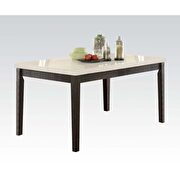 White marble top & salvage dark oak finish dining table by Acme additional picture 2