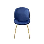 Blue velvet upolstered seat and metal legs dining chair by Acme additional picture 2