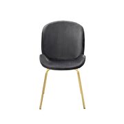 Gray velvet upolstered seat and metal legs dining chair by Acme additional picture 2