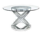 Faux square diamonds criss cross ring pedestal dining table by Acme additional picture 3