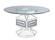12mm clear tempered glass top round single pedestal dining table by Acme additional picture 2