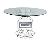 12mm clear tempered glass top round single pedestal dining table by Acme additional picture 3