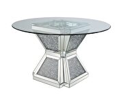 Clear tempered glass top and hourglass pedestal dining table by Acme additional picture 2