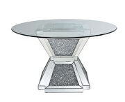 Clear tempered glass top and hourglass pedestal dining table by Acme additional picture 3