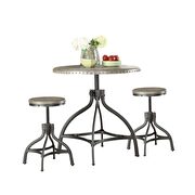 Gray oak & metal 3pc adjustable counter height set by Acme additional picture 2