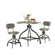 Gray oak & metal 3pc counter height set by Acme additional picture 2