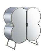 Silver & champagne finish mirrored metal cross-bar base cabinet by Acme additional picture 4