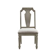 Beige linen upholstery & weathered oak finish dining chair by Acme additional picture 2