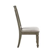 Beige linen upholstery & weathered oak finish dining chair by Acme additional picture 3