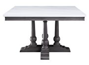 Marble top & gray oak finish trestle base dining table by Acme additional picture 4