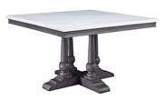 Marble top & gray oak finish trestle base dining table by Acme additional picture 6