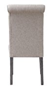 Beige linen upolstery & gray finish rolled back design dining chair by Acme additional picture 4