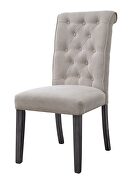 Beige linen upolstery & gray finish rolled back design dining chair by Acme additional picture 6