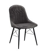 Gray fabric upolstered seat & back/ black finish legs dining chair by Acme additional picture 2