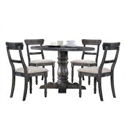 Weathered gray finish pedestal dining table by Acme additional picture 2