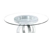Clear tempered glass top crossover ring styled pedestal base dining table by Acme additional picture 3