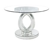 Clear tempered glass top crossover ring styled pedestal base dining table by Acme additional picture 4
