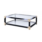 White brushed finish & clear glass coffee table by Acme additional picture 2