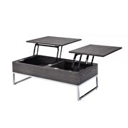 Gray oak & chrome coffee table by Acme additional picture 2