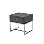Gray oak & chrome end table by Acme additional picture 2