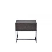 Gray oak & chrome end table by Acme additional picture 3