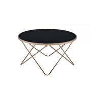 Champagne finish & black glass coffee table by Acme additional picture 2