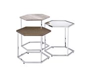Six-sided top clean-lined silhouette nesting table set by Acme additional picture 2