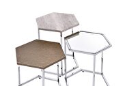 Six-sided top clean-lined silhouette nesting table set by Acme additional picture 3