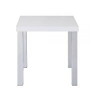 White high gloss & chrome finish end table by Acme additional picture 2