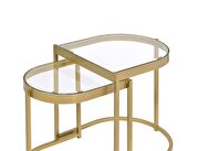 Oval shaped clear glass top/ alluring gold finish coffee table (2pc) by Acme additional picture 3