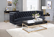 Table top in a rich black and metal frame in gold finish coffee table by Acme additional picture 2