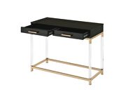 Table top in a rich black and metal frame in gold finish coffee table by Acme additional picture 11