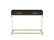 Table top in a rich black and metal frame in gold finish coffee table by Acme additional picture 12