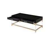 Table top in a rich black and metal frame in gold finish coffee table by Acme additional picture 4