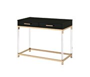 Table top in a rich black and metal frame in gold finish coffee table by Acme additional picture 10