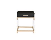Table top in a rich black and metal frame in gold finish end table by Acme additional picture 3