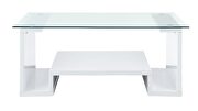 Clear glass top & white high gloss finish base coffee table by Acme additional picture 3