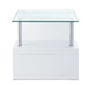 Clear glass top & white high gloss finish base end table by Acme additional picture 2