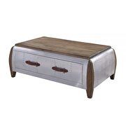 Antique oak & aluminum coffee table by Acme additional picture 2