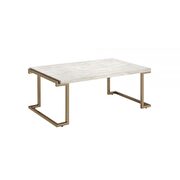 Faux marble top & champagne coffee table by Acme additional picture 3