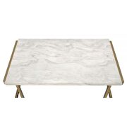 Faux marble top & champagne coffee table by Acme additional picture 5