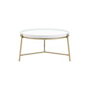 White & gold finish coffee table by Acme additional picture 2