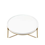White & gold finish coffee table by Acme additional picture 3