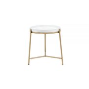 White & gold finish end table by Acme additional picture 2