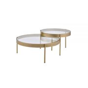 Clear glass & gold finish 2pieces pack nesting tables by Acme additional picture 2
