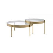 Clear glass & gold finish 2pieces pack nesting tables by Acme additional picture 3