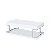 White high gloss & chrome coffee table additional photo 2 of 3